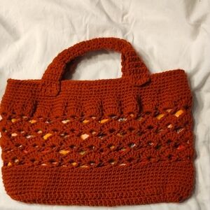 Handcrafted Fall Orange Crochet Women Bag